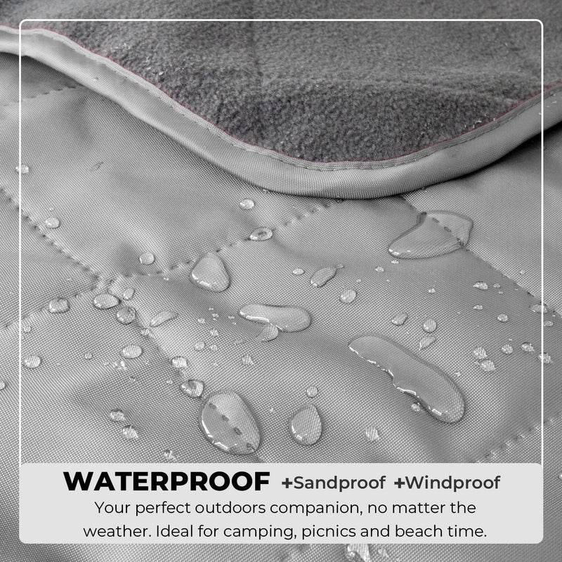 BRAWNTIDE Large Outdoor Waterproof Blanket - Great for Beach, Stadium, Camping, Extra Thick Fleece, Warm, Windproof, Sandproof, Ideal for Sunbathing, Yoga, Parks, Grass, Picnics, Sports, Car (Gray) - Image 3